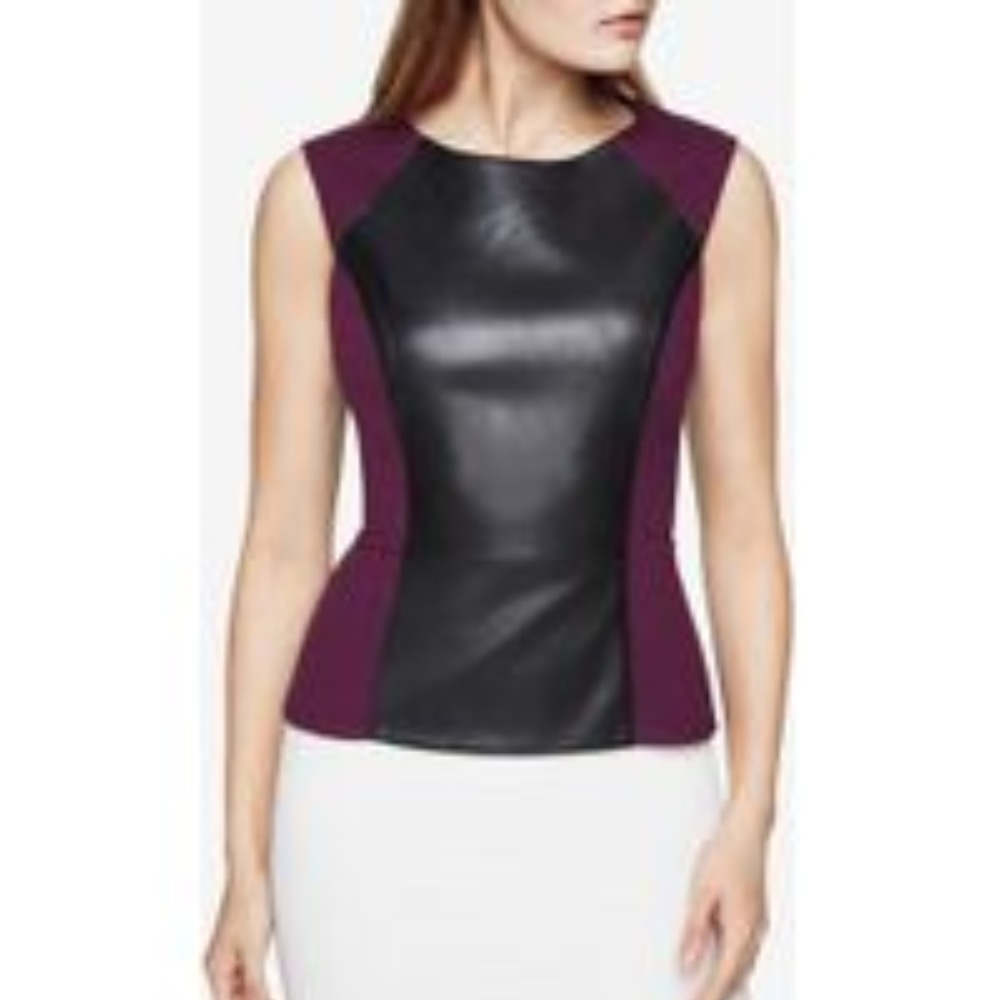 Brand New BCBG Max Azria Leather Peplum Top