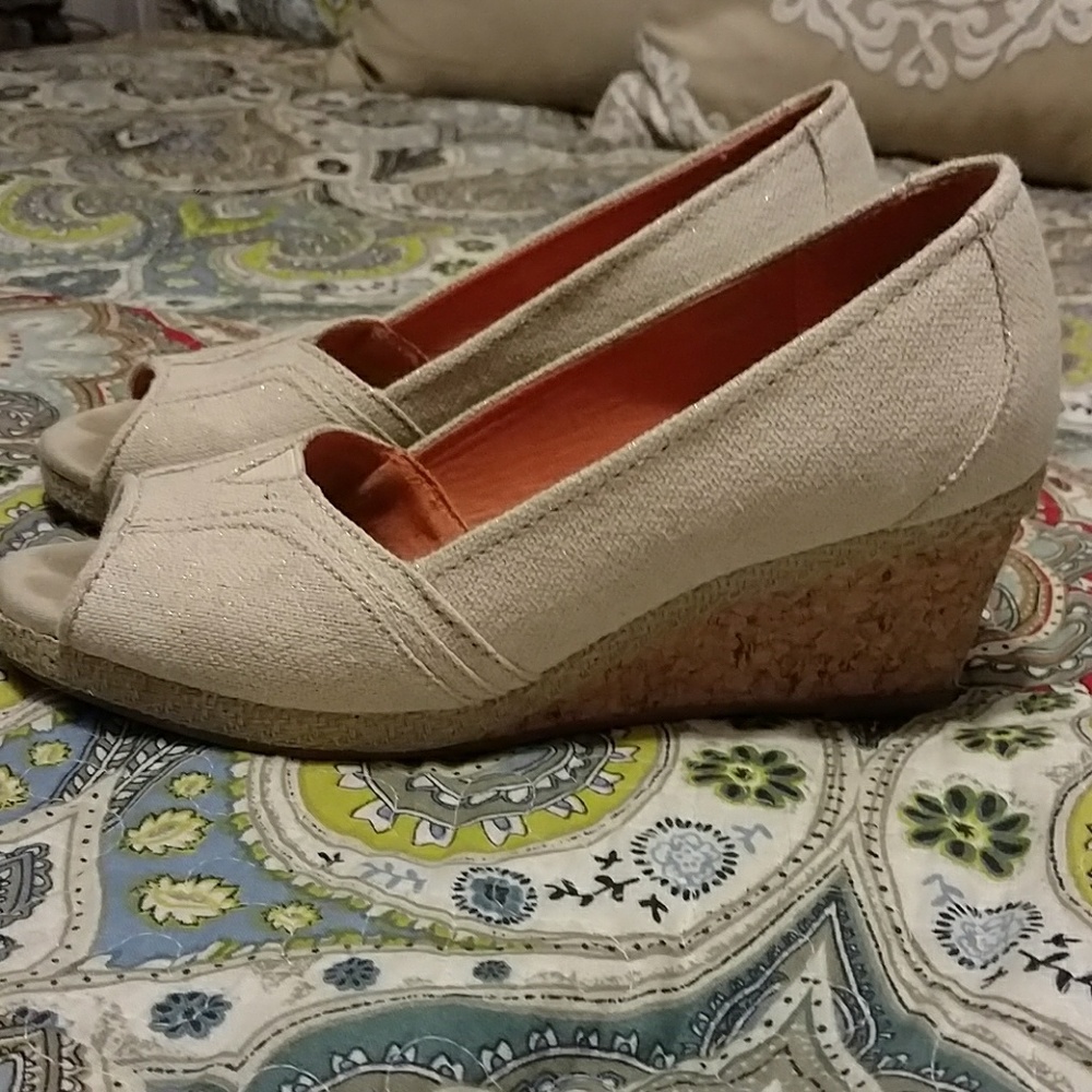 Sonoma espidrille wedges - ivory color w/gold