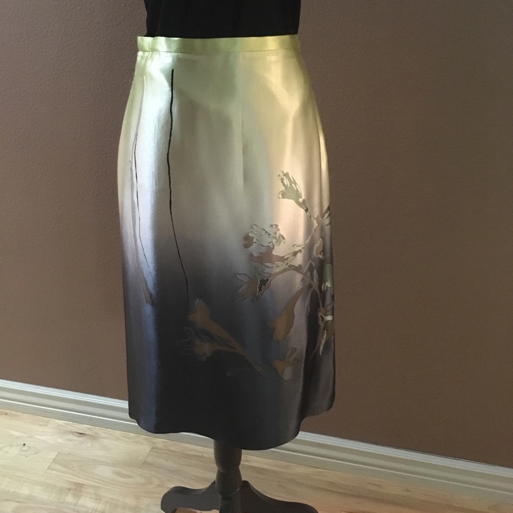 NEW FRONTIER Asian Inspired Midi Skirt -Silk/Rayon