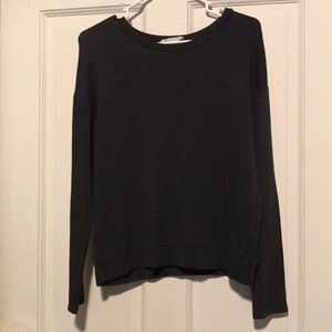 Charcoal AE sweater with oval cut out on back