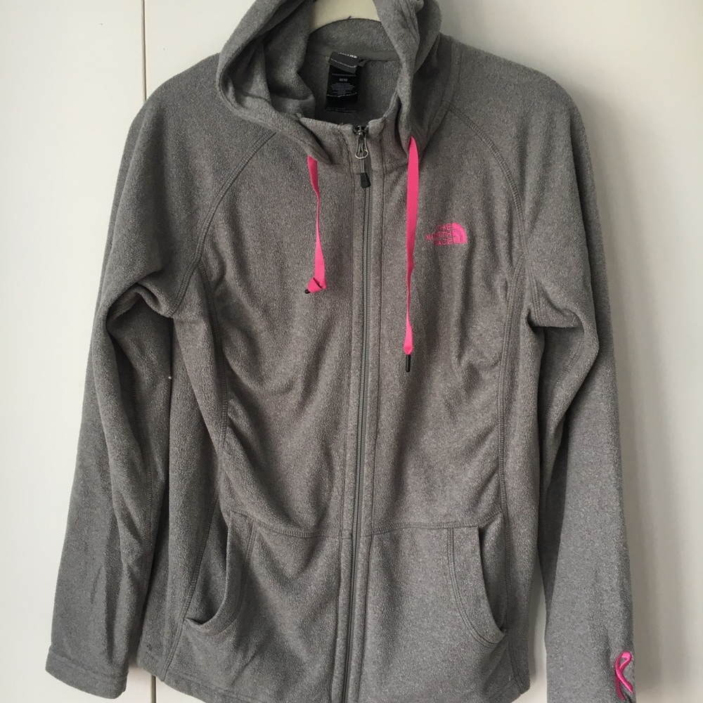 The North Face fleece zip up breast cancer hoodie