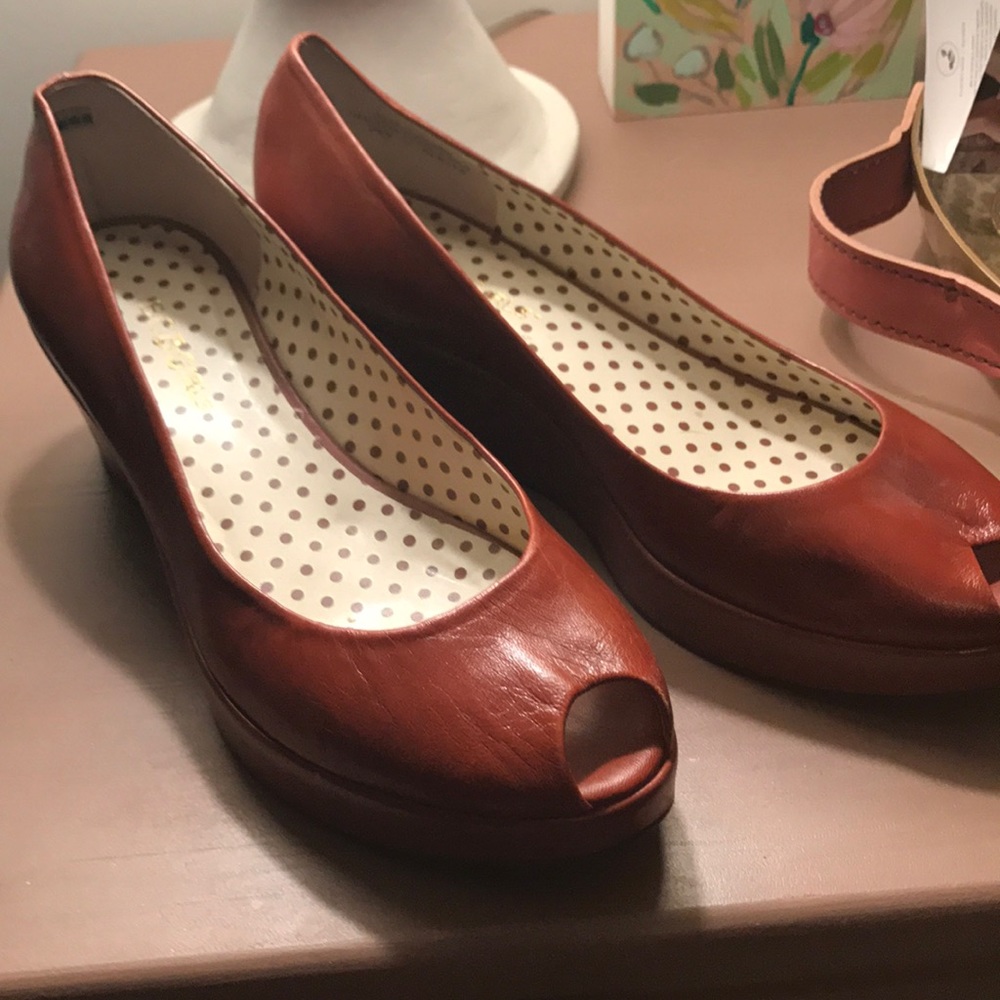 BCBGirls wedge peeptoe platforms