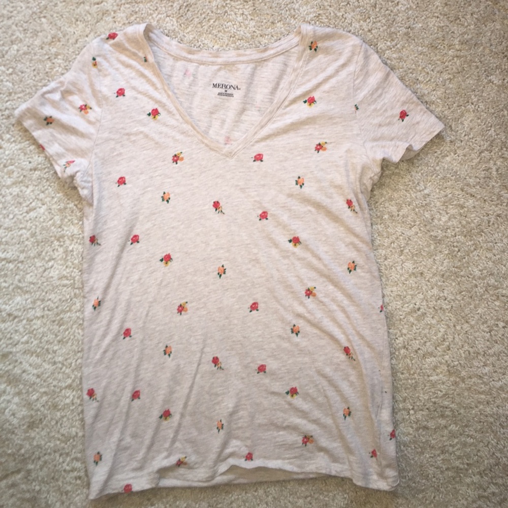 Target Brand V-Neck T-Shirt with Flowers