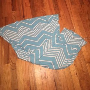 Blue and white strapless dress