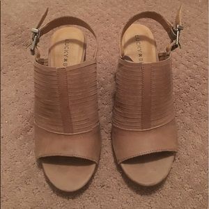 Nude Lucky Brand Block Heel Sandals