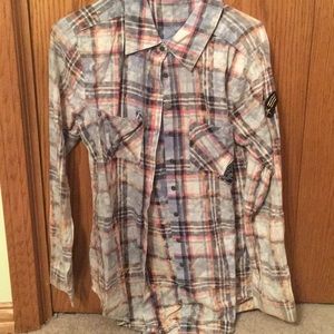 Washed Out Plaid Button Down Shirt