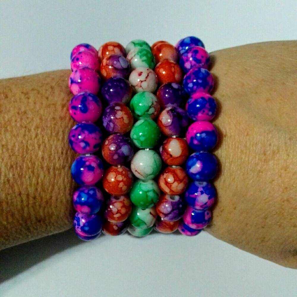 Neon swirl beaded bracelets $6 each