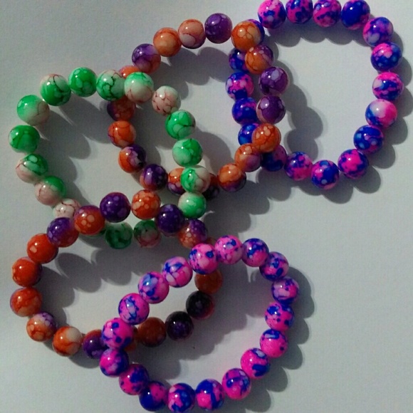 Neon swirl beaded bracelets $6 each - Picture 2 of 2