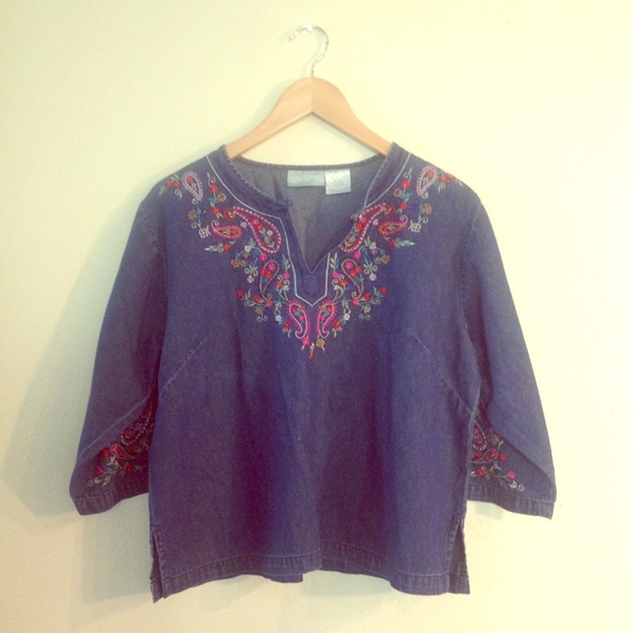 Vintage Embroidered Denim Tunic - Picture 1 of 5
