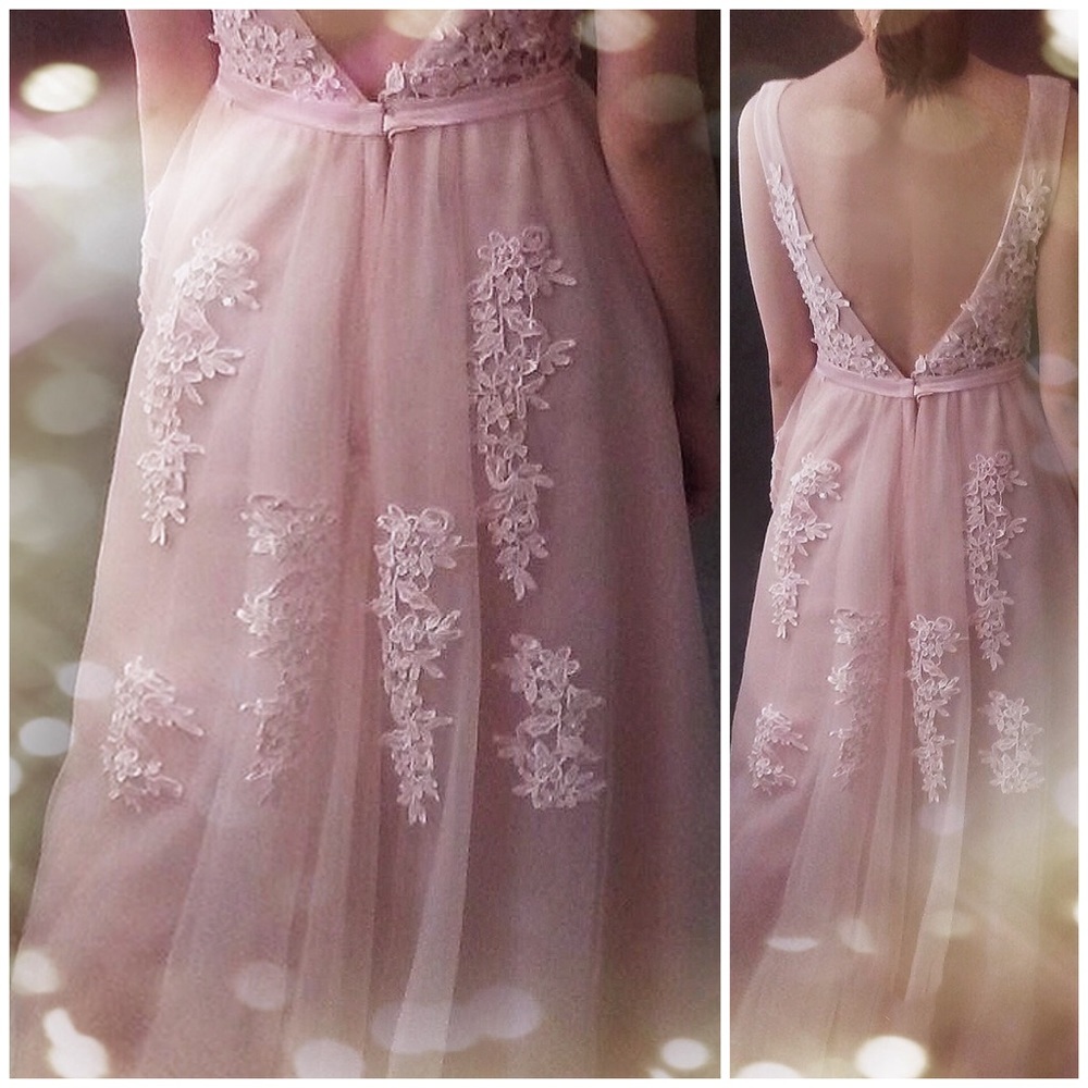 🌸Plus/Regular🌸Pink Lace Prom/Wedding Gown, 2-16 - Picture 4 of 8