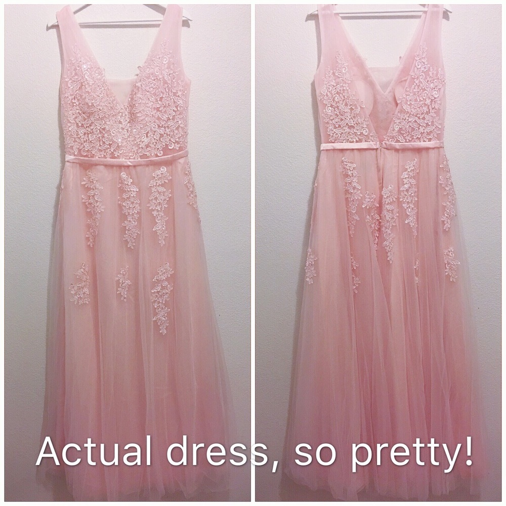 🌸Plus/Regular🌸Pink Lace Prom/Wedding Gown, 2-16 - Picture 2 of 8