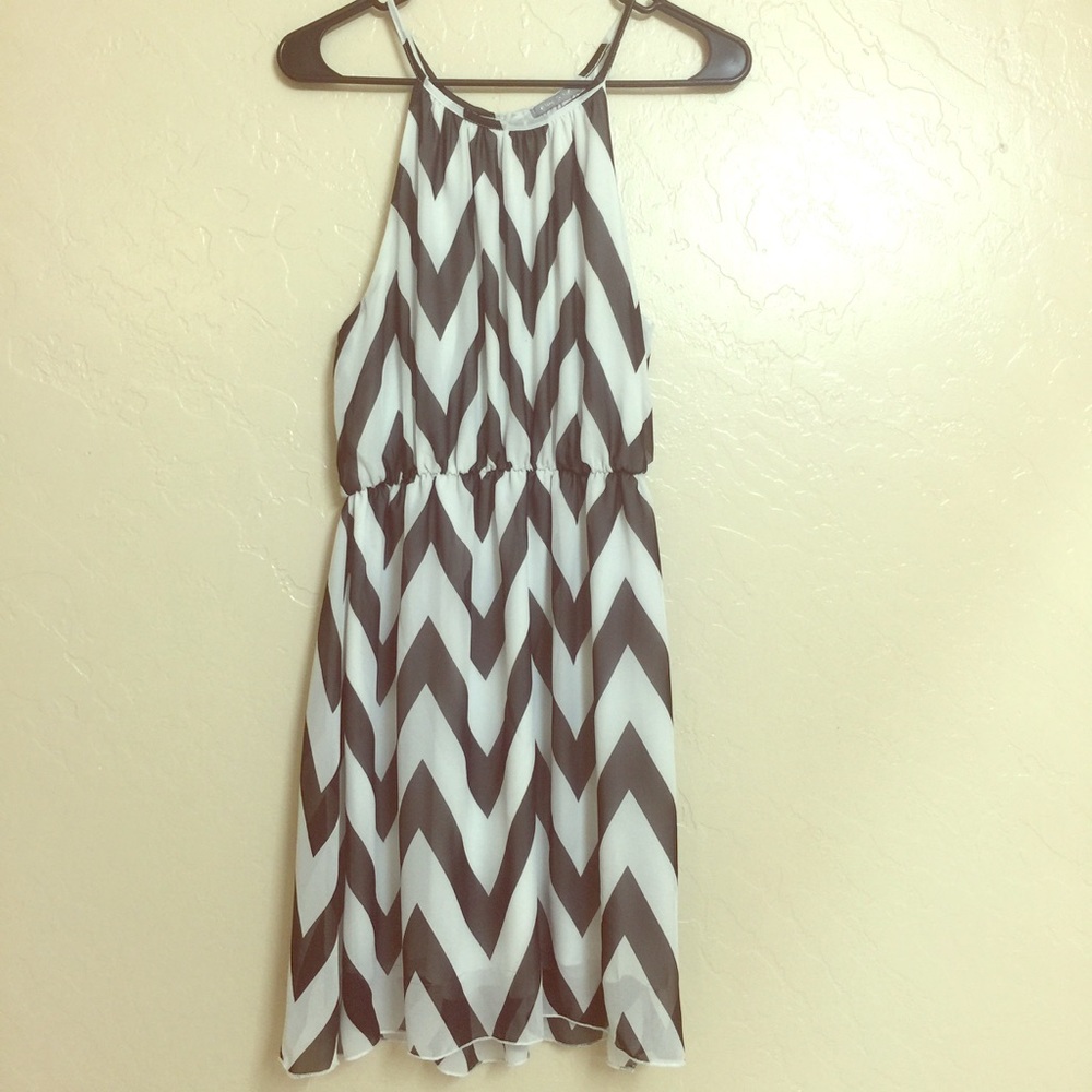 Chevron Dress Open Slit Back