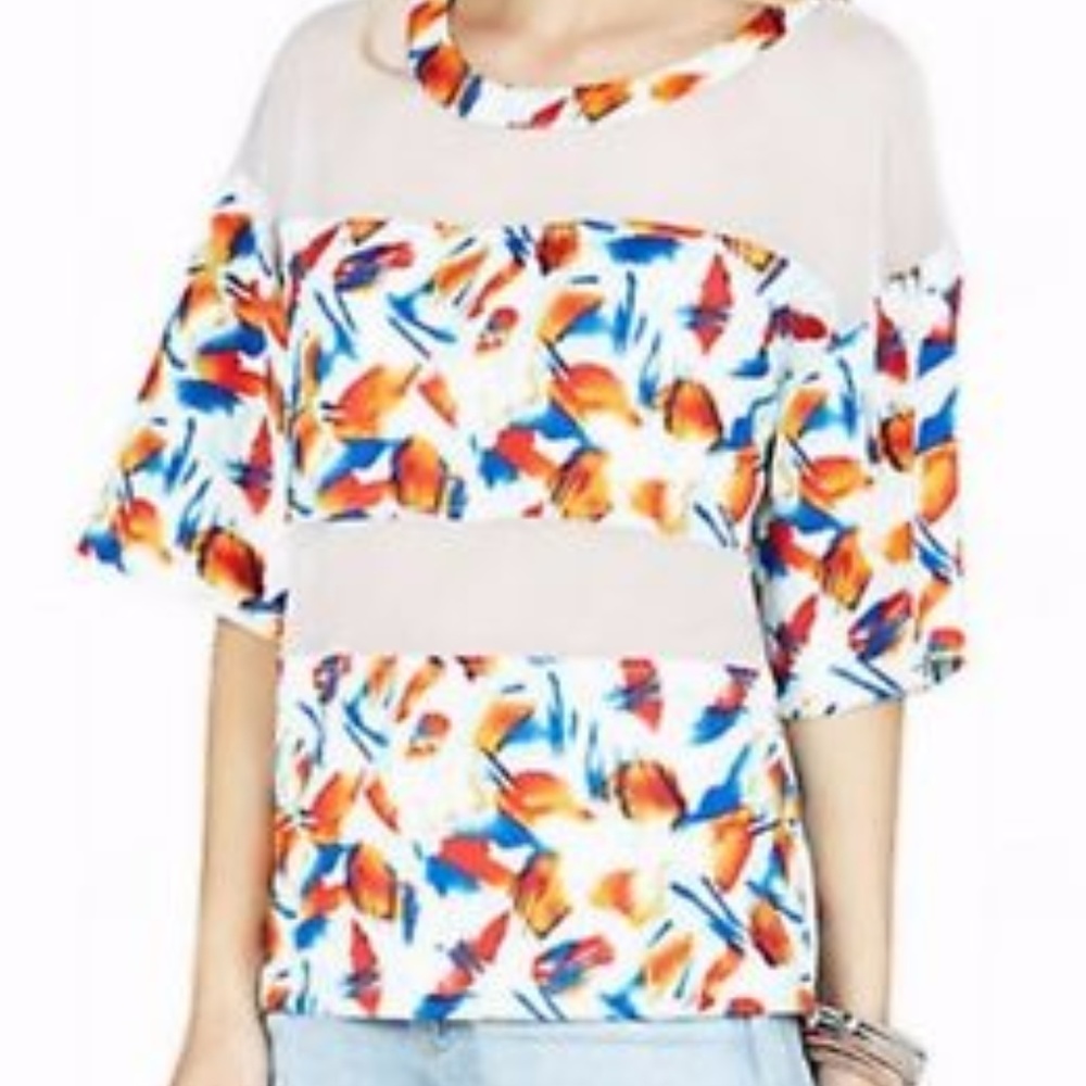 BCBG Generation Mesh Illusion Blouse