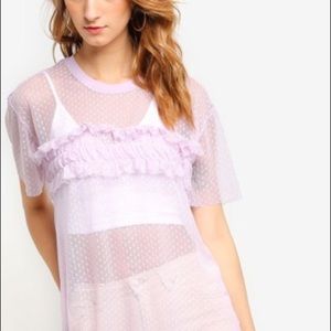 TOPSHOP RUFFLE MESH TOP
