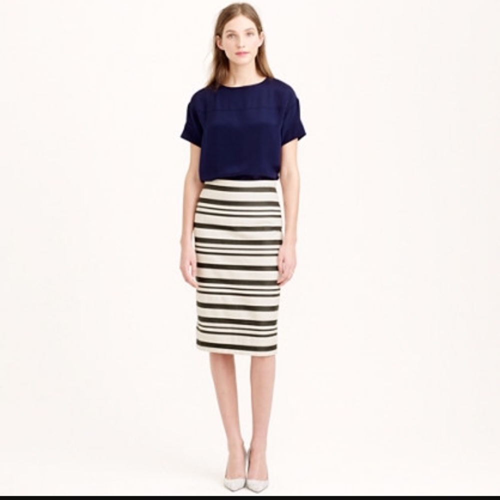J Crew Double Striped Pencil Skirt