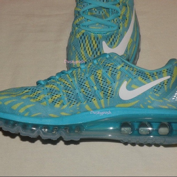 Nike Air Max 2016 Blue Yellow Print Sneakers Shoes Gym Workout New Rare Running - Picture 2 of 4