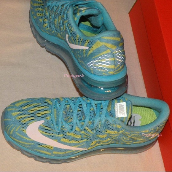 Nike Air Max 2016 Blue Yellow Print Sneakers Shoes Gym Workout New Rare Running - Picture 3 of 4