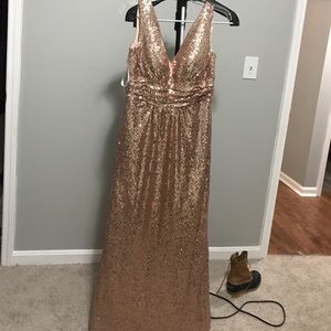 Fully sequined Christina wu dress rose gold