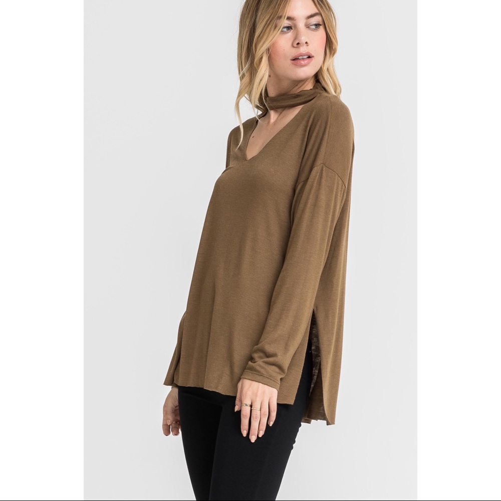 >>LAST<< Charlie Choker Long Sleeve Top - Moss - Picture 2 of 3
