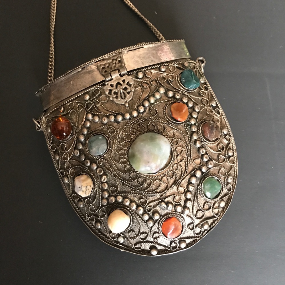 VINTAGE SAJAI SILVER METAL PURSE! From INDIA!