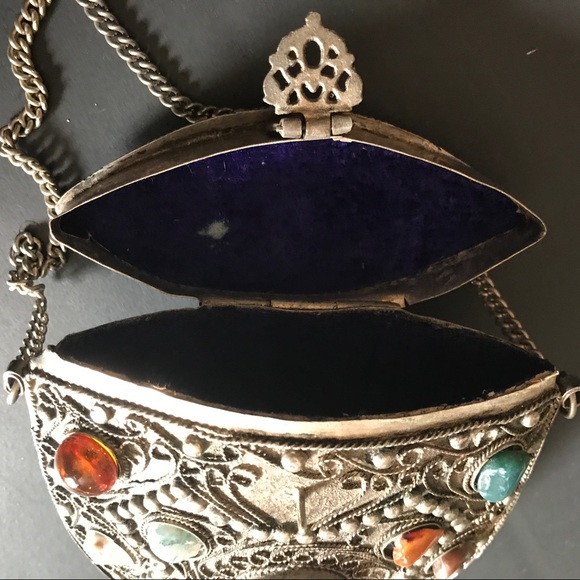 VINTAGE SAJAI SILVER METAL PURSE! From INDIA! - Picture 3 of 8