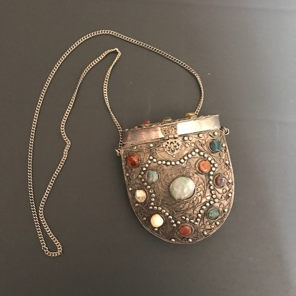 VINTAGE SAJAI SILVER METAL PURSE! From INDIA! - Picture 7 of 8