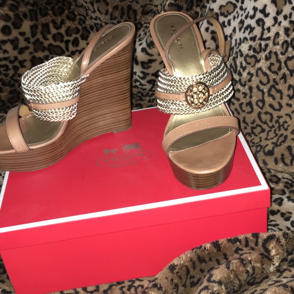 Coach wedges. Ginger/gold 5 inch
