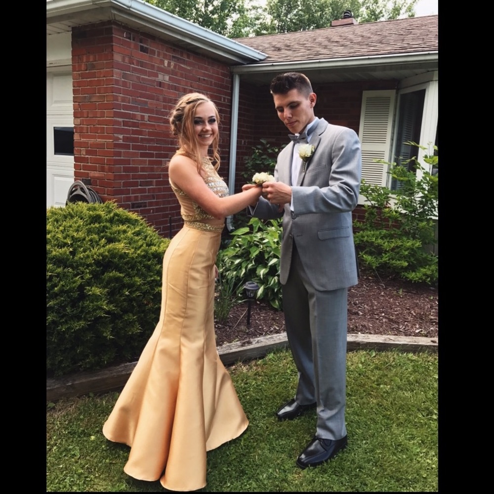 Gold Sequins Prom Dress