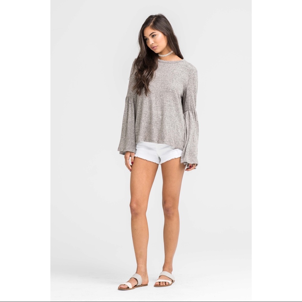 •BUY2/1FREE• Leah Brush Knit Bell Sleeve Top - Picture 2 of 3