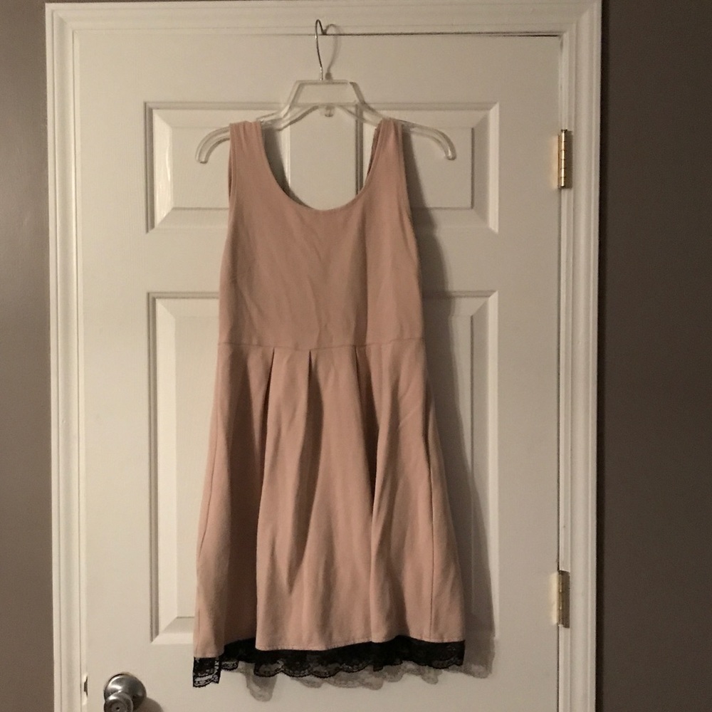 Pink dress with black lace