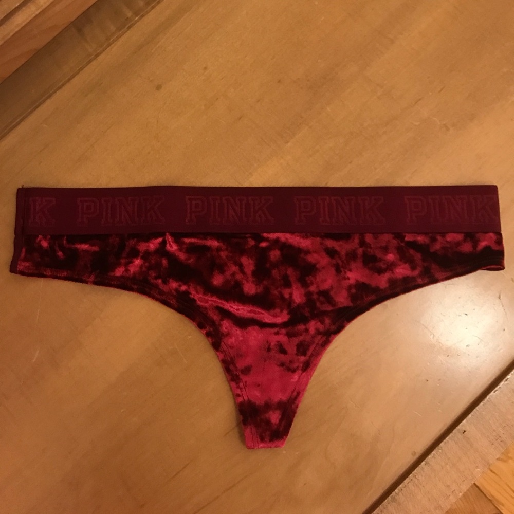 Vs pink velvet logo thong