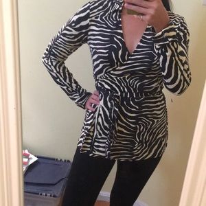 Zebra print wrap shirt