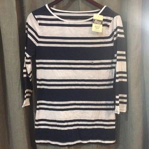 NEW Bass 3/4 sleeve Blue & white striped tee