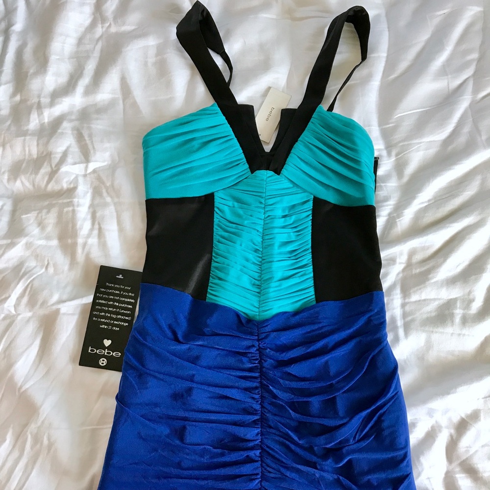 Ruched Colorblock Mini Dress