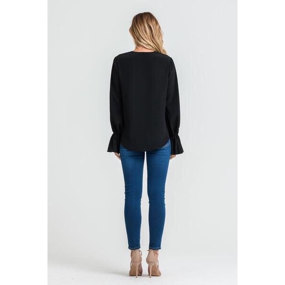 >BUY2/1FREE< Mila Cuffed Blouse - Black - Picture 3 of 3