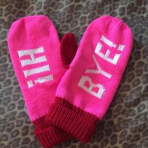 Pink and red mittens