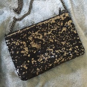 Jcrew black sequin crossbody bag