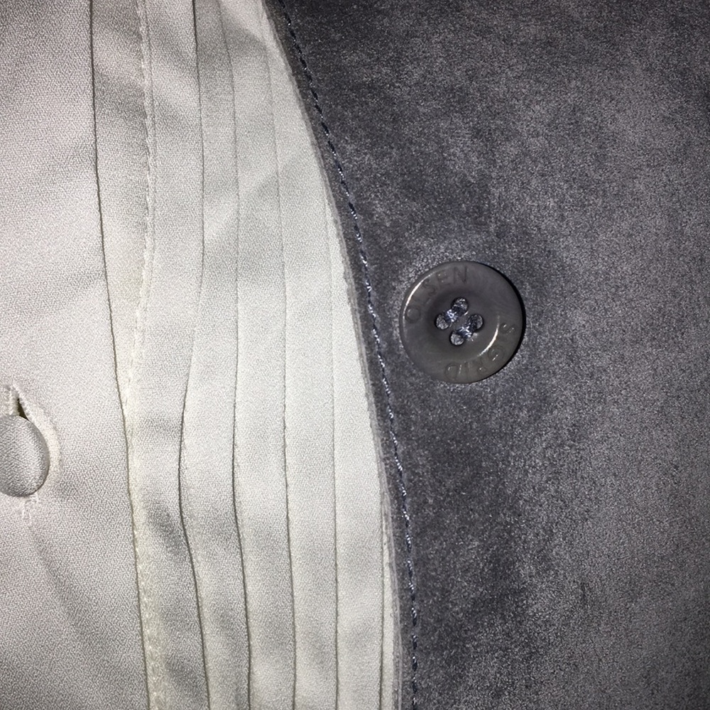 Grey Suede Collared Button Up Jacket - image 4