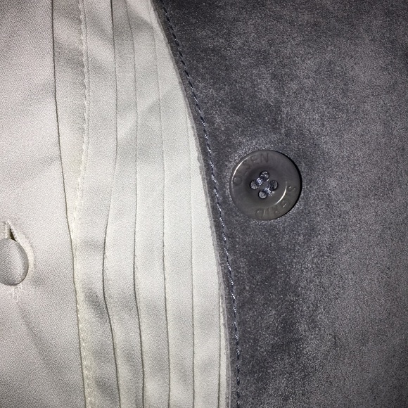 grey suede collared button up jacket - Picture 4 of 8