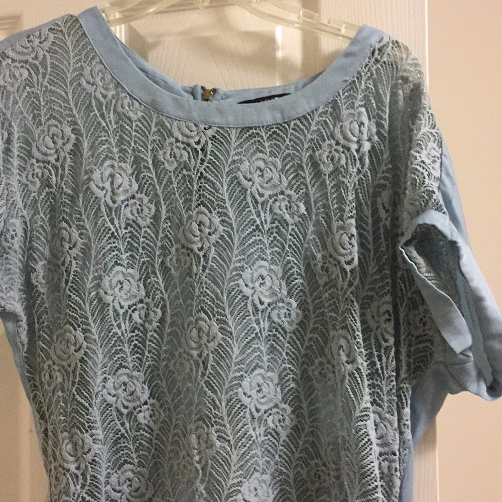 Laced light blue top!