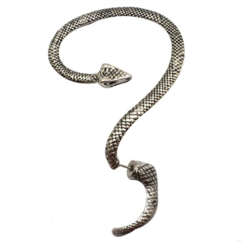 Silver snake ear cuffs