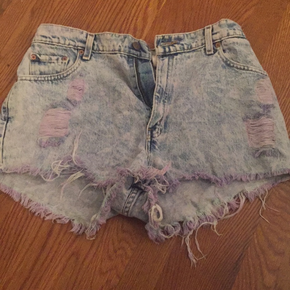 Acid wash high waisted shorts