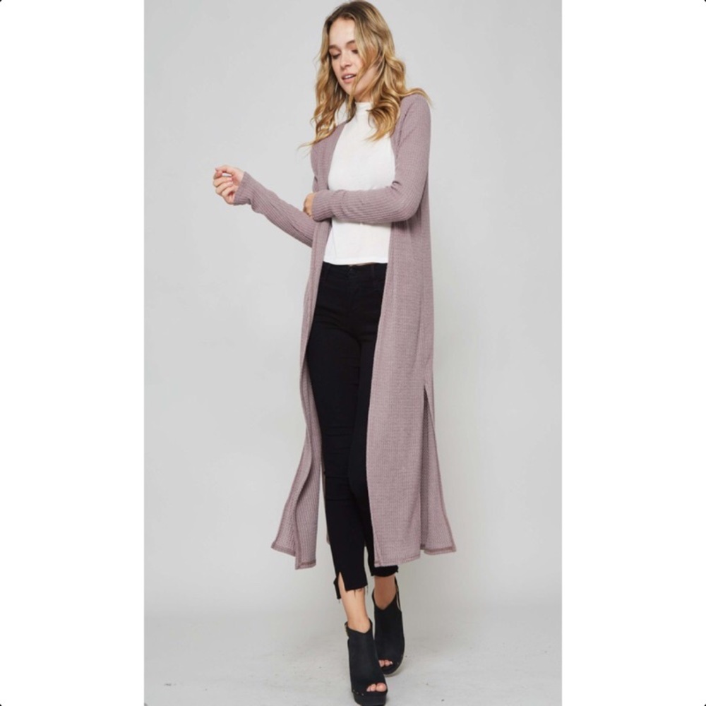 ➡️LAST 1⬅️RIBBED LONGLINE CARDIGAN-LARGE - Picture 2 of 4