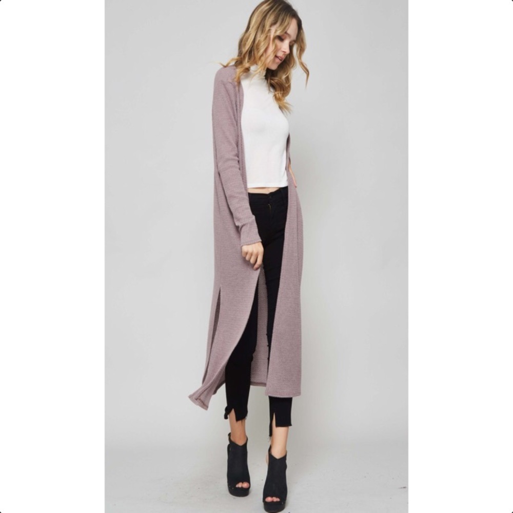 ➡️LAST 1⬅️RIBBED LONGLINE CARDIGAN-LARGE - Picture 3 of 4