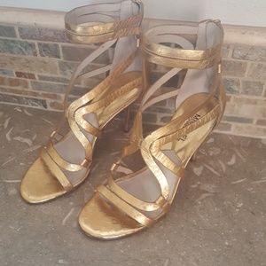 Michael Kors strappy gold heels