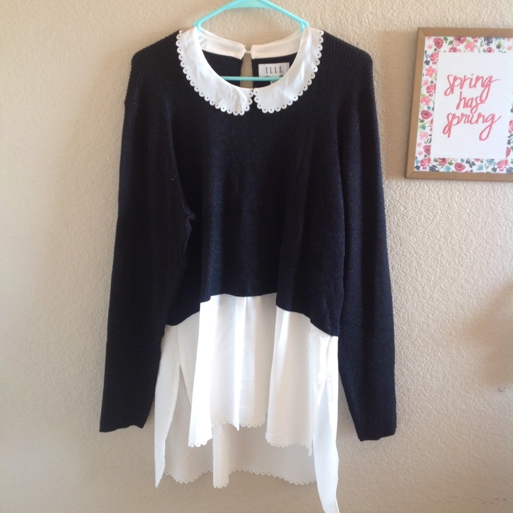 CLOSET CLOSING 11/4! Elle Black Collar Sweater!