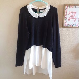CLOSET CLOSING 11/4! Elle Black Collar Sweater!