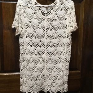 Crocheted off white shirt