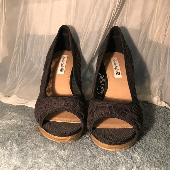 Peep Toe Embroidered Mesh Wedge - Picture 3 of 5