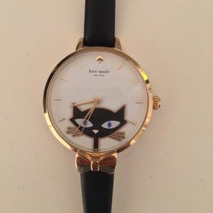 Kate Spade Black Jazz Cat Metro Watch